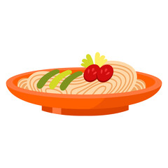 Spaghetti pasta plate vector illustration