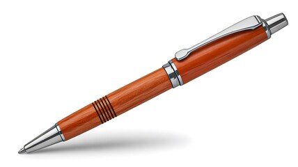 Fototapeta premium Wooden luxury ballpoint pen isolated on white background