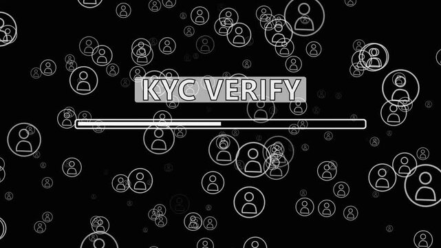 K Y C Verify Process Loading Animation with Binary Code Background KYC verify verification process neon user progress bar 4k
