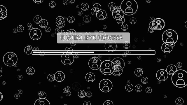 Digital K Y C Process Loading Animation with Neon User and Binary Code Background digital KYC process 4k