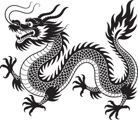 Silhouette of Chinese dragon crawling 2