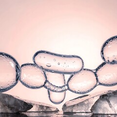 Abstract Arrangement of Gel Capsules and Ice Chunks