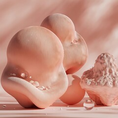 Abstract Organic Forms with Water Droplets photo warm