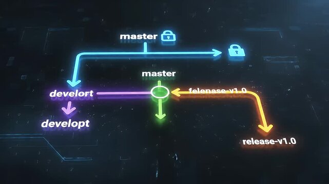 Git branching and merging workflow diagram.