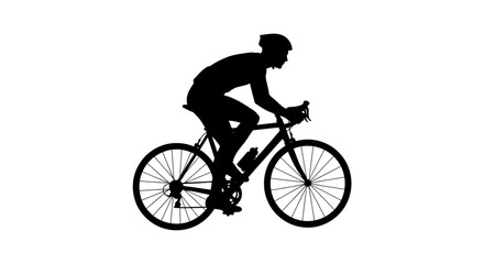 Obraz premium Cyclist riding bicycle with focused expression on white background