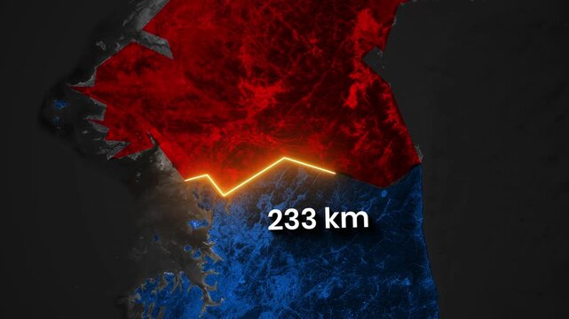 North and South Korea International Border Line Animation