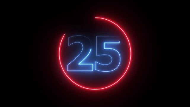 Glowing blue neon countdown timer 30 to 0 seconds . 30 seconds timer clock. and creating a stunning video.4k video