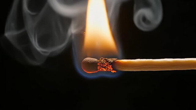 Matchstick on fire in the dark.