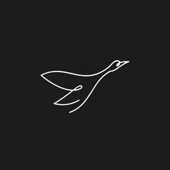 Obraz premium Elegant Flying Bird Minimalist Line Art Logo Design on Black Background
