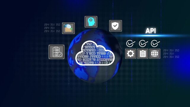 Cloud Computing Technology and Data Security Concepts on a Digital Background with Binary Code