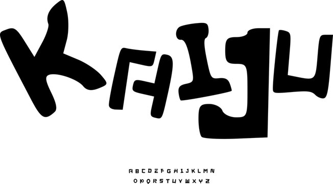 Kaiju Modern Bold Irregular Display Font Alphabet Vector, Creative Hand-Drawn Monster Typeface for Movie Posters, Urban Branding, and Comic Art - Powerful Lettering Set