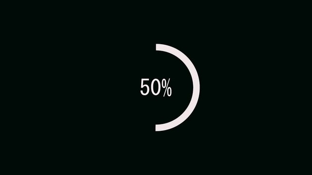 Abstract Circle loading processing bar icon animation on background green with alpha channel . Processing from 0 to 100 transfer on black background. 4K