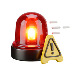 Red Warning Siren Light and Alert Sign with Notifications, Danger Signal