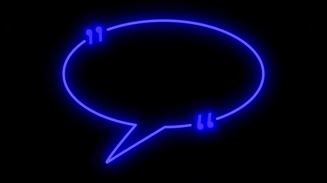 Quote speech bubble laser neon frame animation