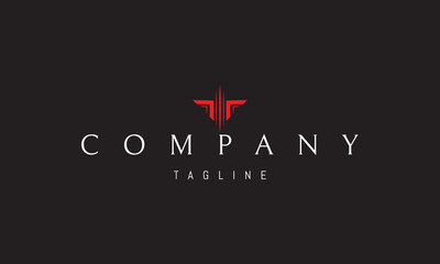 A vector red logo featuring an abstract image wings forming the letter T, symbolizing balance, freedom, strength, and upward motion.