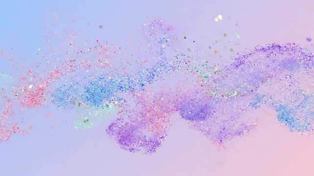 Close-up Pastel Tritone Glitter Particles Microscopic detail, soft focus