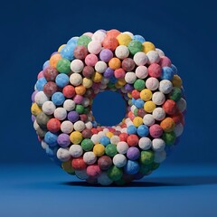 Donut Shape Made of Colorful Small Spheres circle from