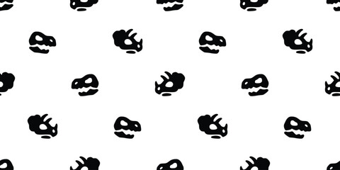 dinosaur fossil seamless pattern triceratops horridus t-rex Tyrannosaurus rex skeleton bone cartoon vector doodle illustration wrapping paper tile background repeat wallpaper scarf isolated design © CNuisin