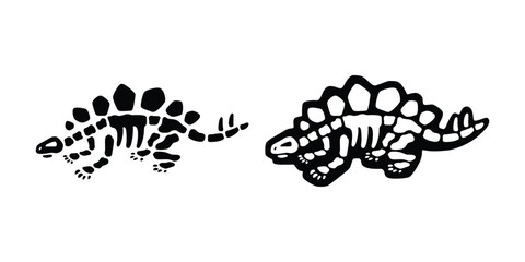 dinosaur vector stegosaurus fossil icon triceratops horridus skeleton bone skull cartoon character doodle illustration logo isolated design © CNuisin