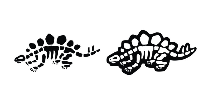 dinosaur vector stegosaurus fossil icon triceratops horridus skeleton bone skull cartoon character doodle illustration logo isolated design