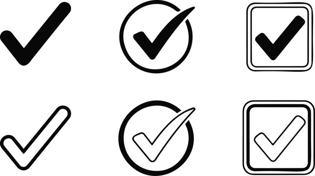Checkmark icon. Blue check mark vector set. Checked checkbox sign. Approved symbol. Isolated v checkmark icon.
