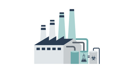 Obraz premium Vector Illustration of a Modern Industrial Factory Building.