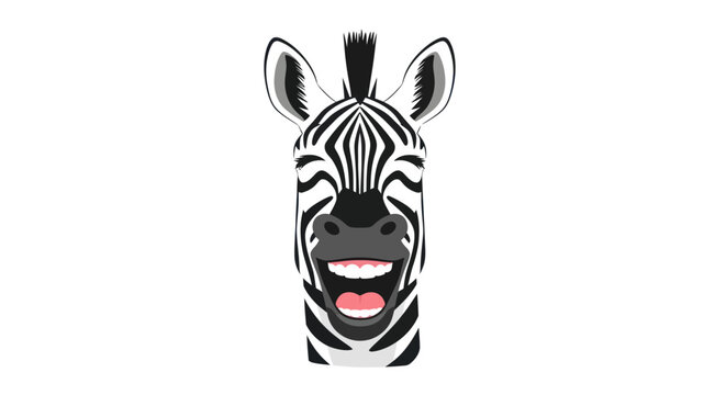 Funny Cartoon Zebra Head Laughing with Open Mouth.