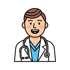 Fototapeta premium Doctor Icon Illustration with Stethoscope Smiling and Happy