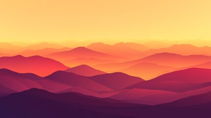 Fototapeta premium Majestic mountain range bathed in the warm golden hues of a breathtaking sunset sky.