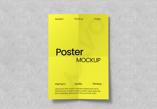 Folded Wall Poster Mockup PSD Template