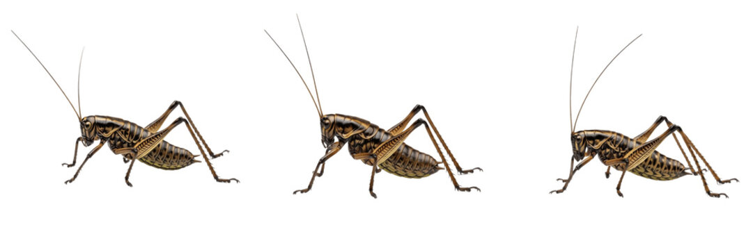 Dark Bush-cricket (Pholidoptera griseoaptera) Isolated on White Background