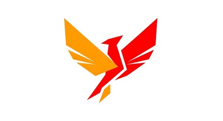Obraz premium Colorful abstract phoenix logo with red and orange wings