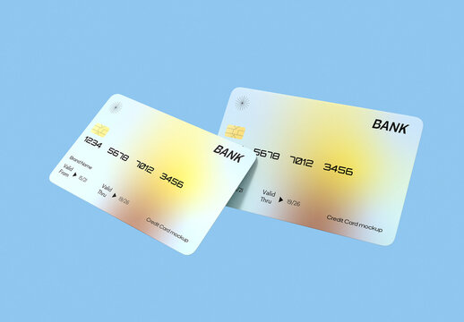 Floating Credit Card PSD Mockup