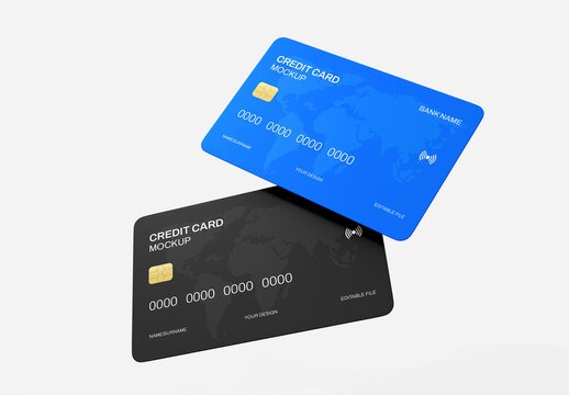 Realistic Floating Credit Card Mockup