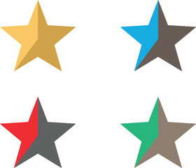 Obraz premium Set of colorful star icons in various colors and shades