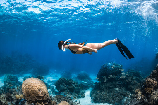 Woman snorkelling on the Great Barrier Reef