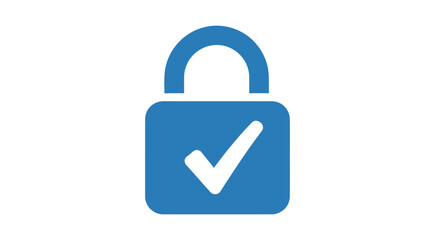 Secure Blue Padlock Icon with White Checkmark for Digital Safety.