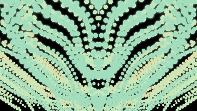 Symmetrical abstract pattern with mint green and black geometric shapes visually appealing