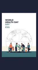 World Health Day ESG Group of people planting trees for environmental sustainability.