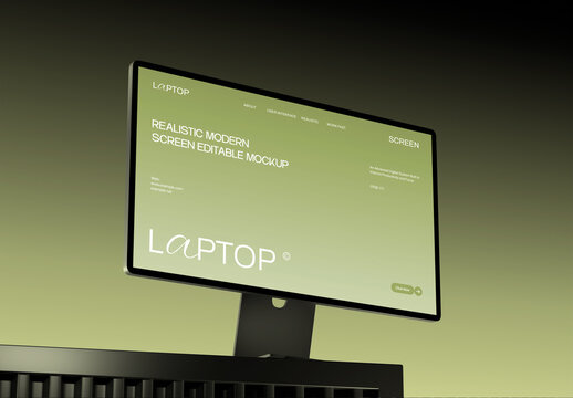 Realistic Monitor Screen Mockup Template