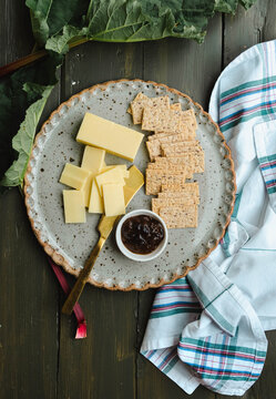 Cheese and biscuits from above