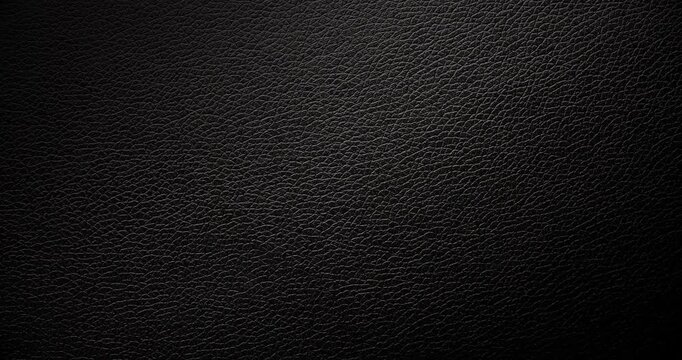 Surface of black leather, slowly rotating. Use for background and texture.	A high-resolution dark leather texture background captured in smooth, rotational motion. Use for background and texture.	