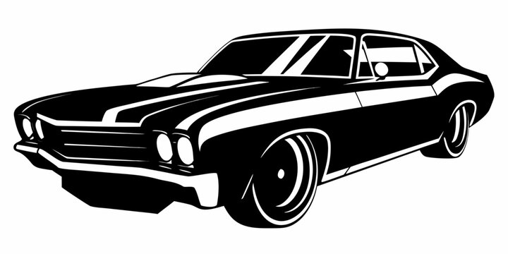 Classic American Muscle and Vintage Sedan Vector Illustrations