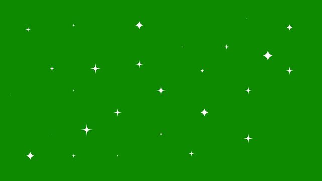 Star blinking glitter sparkle on Green background, Magic flash, glitter motion explosion or shimmering animation on Green screen.4k star sparkle vector doodles, glowing light effect