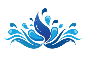 Obraz premium blue water splashes waves drops blots decorative vector on white background