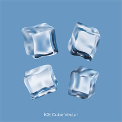 Obraz premium Realistic Crystal Clear Ice Cube Vector Illustration for Refreshing Drinks