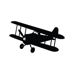 Vintage biplane flying in the sky silhouette vector illustration design, toy airplane silhouette vector illustration © MstHumaira