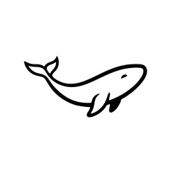 Obraz premium Corporate Logo Whale Emblem, Sleek Streamlined Whale Shape, Smooth Curves, Bold Black Outline