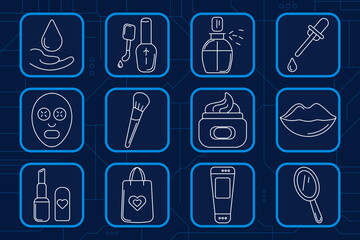 Aviation set icon. Airplane rotation arrows, headset support, airplane accident, parachute landing, aircraft landing view, boarding pass ticket, luggage cart, airplane propeller © Кирилл Макаров