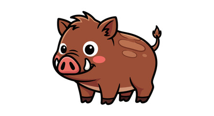 Fototapeta premium Cute Cartoon Wild Boar Illustration.